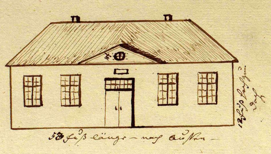 Abbildung 1: Ansicht des neuen Schulhauses 1816, Stadtarchiv Kiel Akte 46566